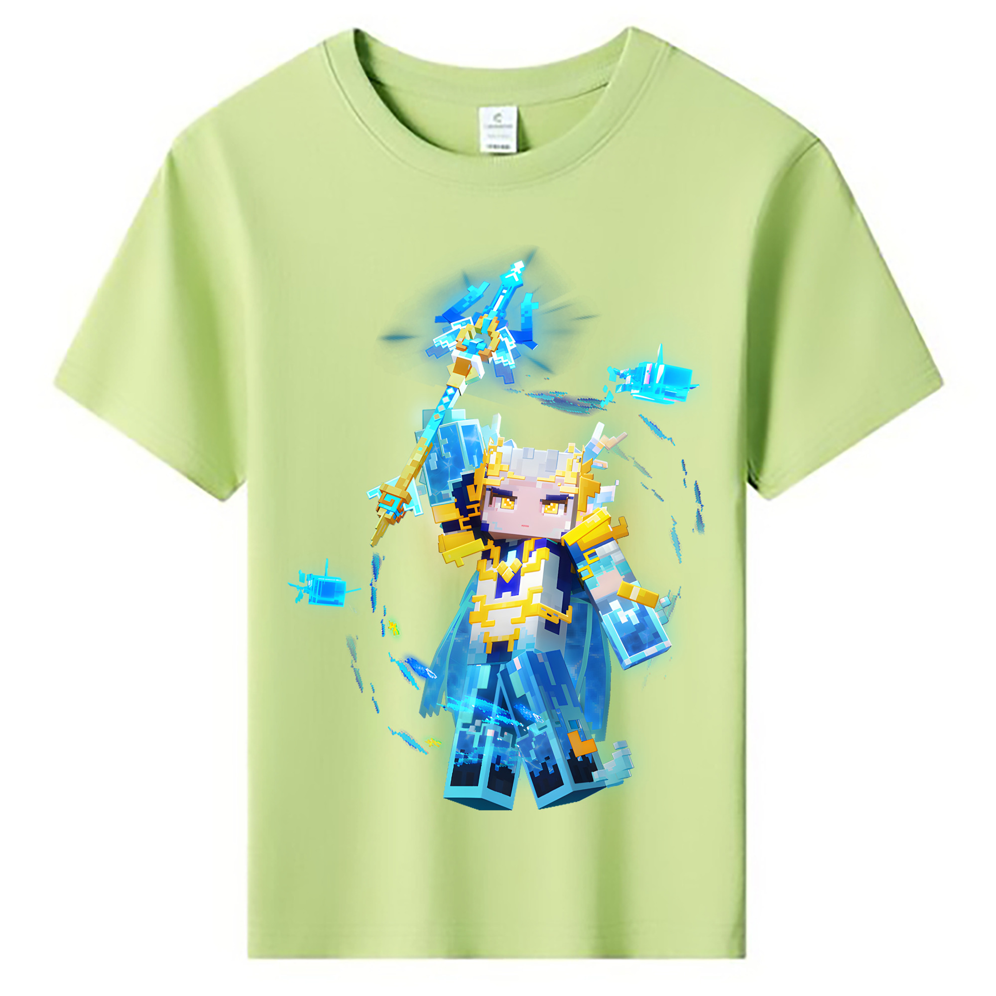 （画像用） マインクラフト ブロックの世界 Minecraft MC Block world 綿100％キッズTシャツ（フロントプリント）